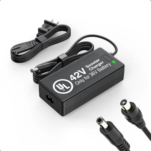 hyleton ul certified 42v electric scooter charger for 36v lithium battery compatible with hiboy hover1 maxshot roinside escooters auto shutoff smart temp control v0 fireproof casing