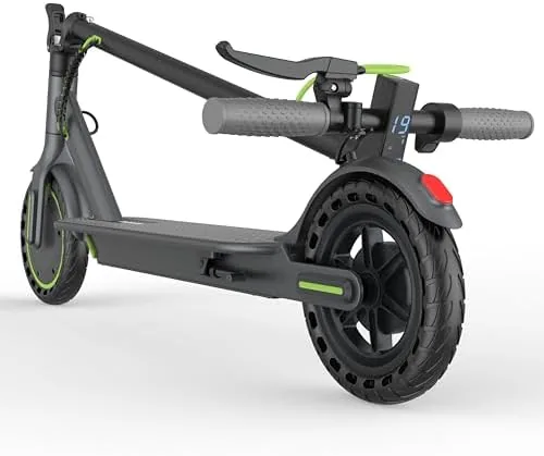 roinside electric scooter 85 solid tires 350w motor up to 19 mph and 16 miles long range commuting folding e scooter for adults with dual braking system and smart app green